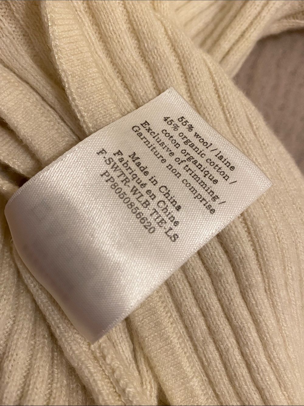 Everlane Cream Ribbed Tie-Front Cropped Cardigan. Size S - Picture 4 of 8